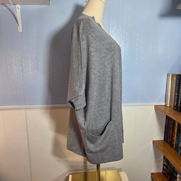 Coldwater Creek 2X Gray V Neck Pullover Oversized Casual Shortsleeve Sweater - Picture 4 of 10